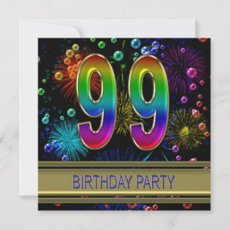 99. Geburtstagsparty Einladung mit Blasen