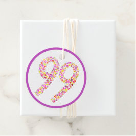 99. Geburtstagsparty lila gelbe Blume Gefallen Geschenkanhänger