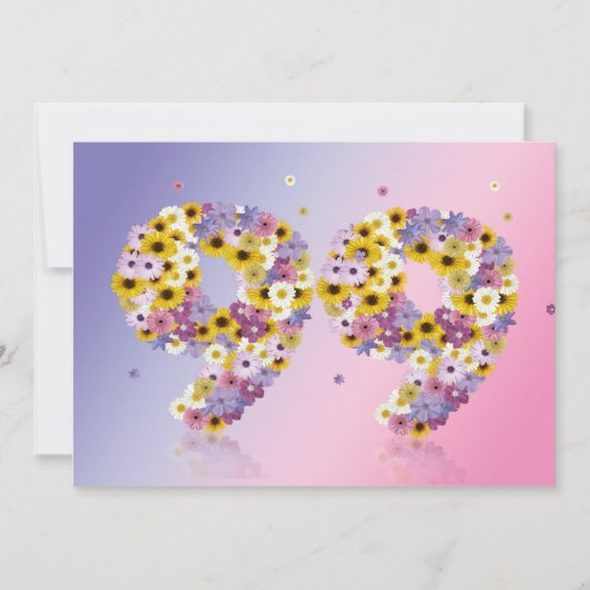 99. Geburtstagsparty mit Blumenbriefen Einladung (Vorderseite)