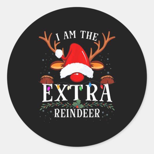 99 I Am The Extra Reindeer Christmas Family Uni-ad Runder Aufkleber (Vorderseite)