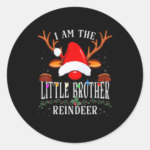 99 Ich bin der kleine Bruder Rentier Weihnachten F Runder Aufkleber