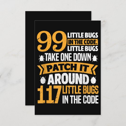 99 kleine Fehler im Code-Pfad es 117 Bugs-Programm Begleitkarte (Vorne/Hinten)