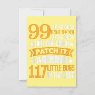 99 kleine Fehler im Code-Pfad es 117 Bugs-Programm Dankeskarte