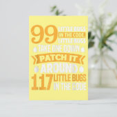 99 kleine Fehler im Code-Pfad es 117 Bugs-Programm Dankeskarte (Stehend Vorderseite)