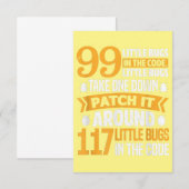 99 kleine Fehler im Code-Pfad es 117 Bugs-Programm Dankeskarte (Vorne/Hinten)