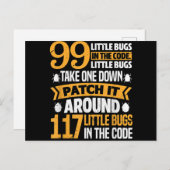 99 kleine Fehler im Code-Pfad es 117 Bugs-Programm Einladungspostkarte (Vorne/Hinten)