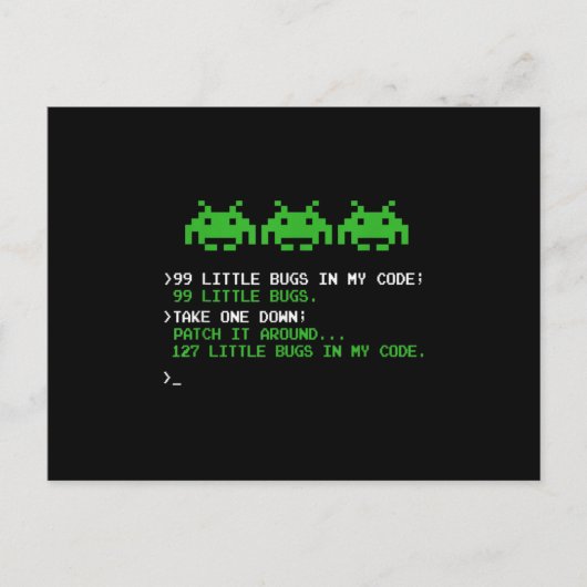 99 Little Bugs In The Code Software Engineer Ankündigungspostkarte (Vorderseite)