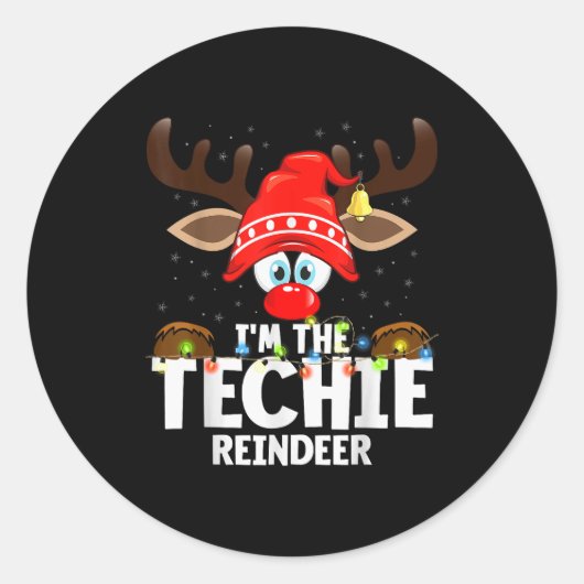 99 Matching Christmas Reindeer - I'm The Techie - Runder Aufkleber (Vorderseite)
