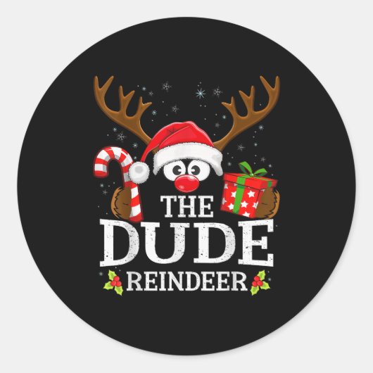 99 Matching Christmas Reindeer Squad Christmas Fam Runder Aufkleber (Vorderseite)