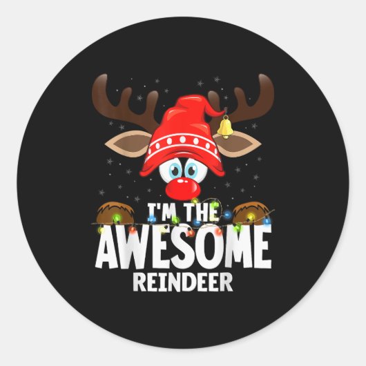 99 Matching Christmas Reindeer - Uni-adults, Black Runder Aufkleber (Vorderseite)