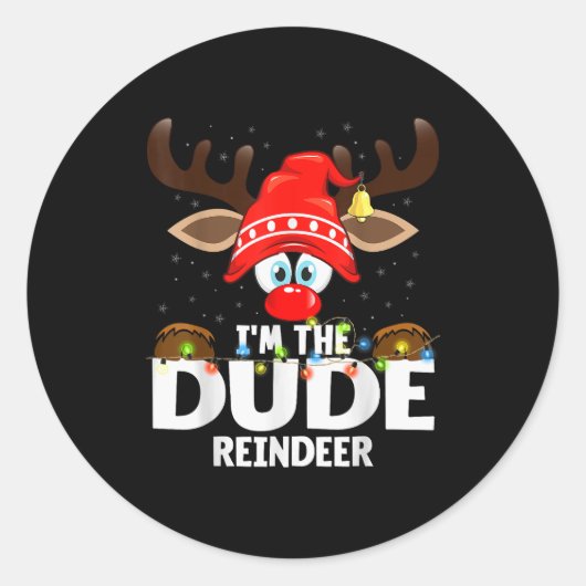 99 Matching Christmas Reindeer - Uni-adults, Black Runder Aufkleber (Vorderseite)