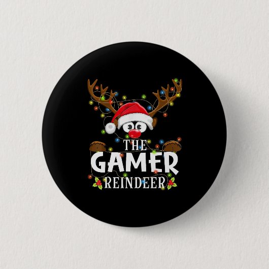 99 Matching Christmas The Gamer Reindeer Pajama Button (Vorderseite)