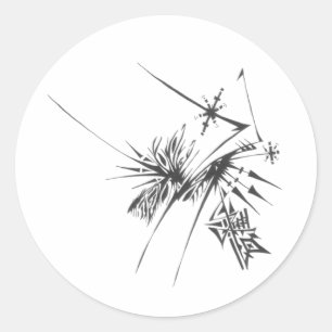 99 Schwarz-Weiß-Abstrakte Stammes-Tattoo-Kunst Runder Aufkleber
