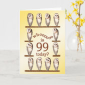 99th birthday, Curious owls card. Karte (Gelbe Blume)