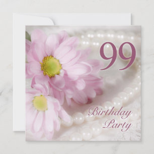 99th Birthday party invitation with daisies Einladung
