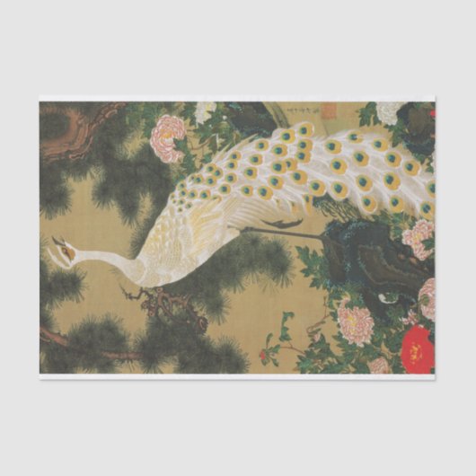 9. 老 松 孔 図, 若 冲 alten Kiefernbaum und Pfau, Jakuch Seidenpapier (Vorderseite)