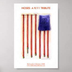 9/11 Amerikanische Flagge Feuerwehrmann gerahmter Poster