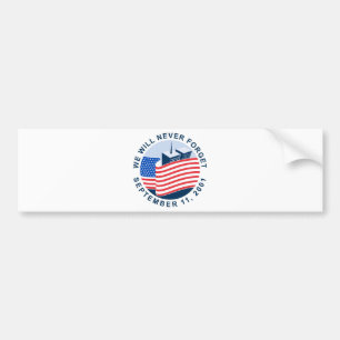 9/11 Denkmal mit amerikanischer Flagge und Twin Autoaufkleber