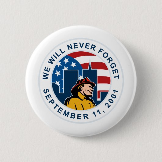 9-11 Feuerwehrmannfeuerwehrmann-Flagge-Twin Tower Button (Vorderseite)