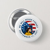 9-11 Feuerwehrmannfeuerwehrmann-Flagge-Twin Tower Button (Vorne & Hinten)