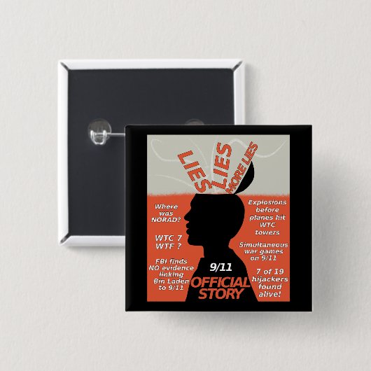 9-11 Offizielle Wahrheitsgeschichte Button (Vorne & Hinten)