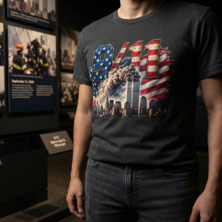 9/11 Twin Towers Amerikanische Flagge Denkmal T-Shirt