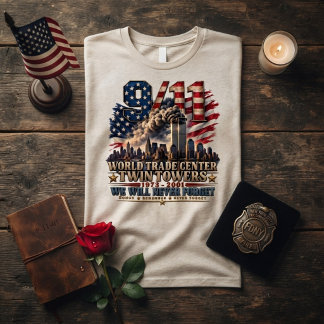 9/11 Twin Towers Amerikanische Flagge Tribut Tri-Blend Shirt