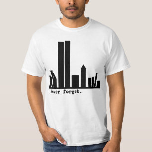 9-11 vergessen Sie nie NY Skyline-T-Shirts, Knöpf T-Shirt