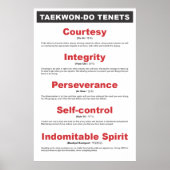 9-2 Generisches Taekwon-Do-Tenets-Poster Poster (Vorne)