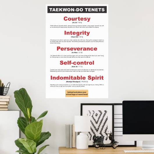 9-3 Anpassbare Taekwon-Do-Tenets-Poster Poster (Heimbüro)