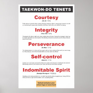 9-3 Anpassbare Taekwon-Do-Tenets-Poster Poster