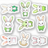 9 Adorable Kaninchen Aufkleber (Vorderseite)