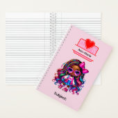 9 African American Girl Writing Supplies Students Notizblock (Innen)