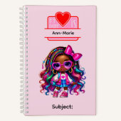 9 African American Girl Writing Supplies Students Notizblock (Vorderseite)