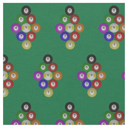 9 Ball-Billard-Pool-Hall-Gestell auf Grün Stoff (Nahaufnahme)