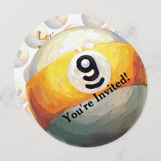 9 Ball Party Einladung (Vorne/Hinten)