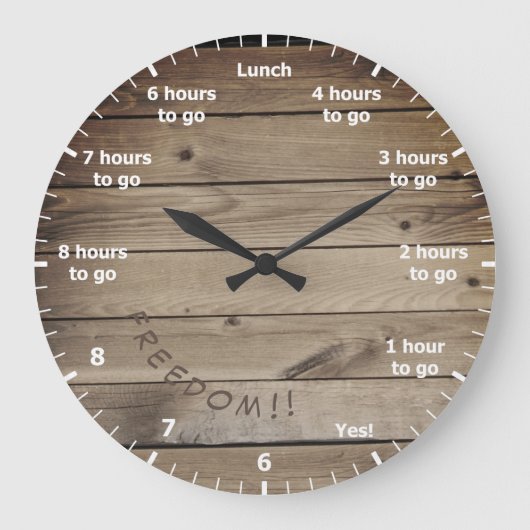 9 bis 5 Arbeitsstunden Countdown bis Freedom Wood Große Wanduhr (Vorderseite)