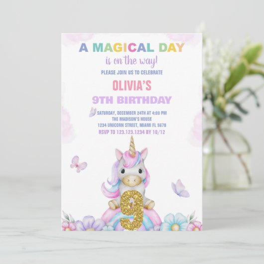 9. Blumenhorn Einladung zum Geburtstag (Stehend Vorderseite)