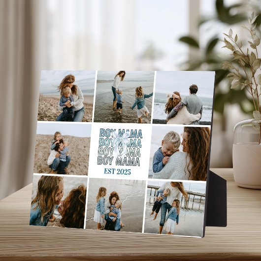 9 Boy Mama Custom Photo Collage Fotoplatte