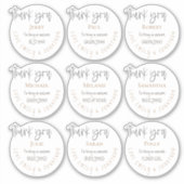 9 Brautparty "Name dank Meldung an Einzelpersonen" Aufkleber (Vorderseite)