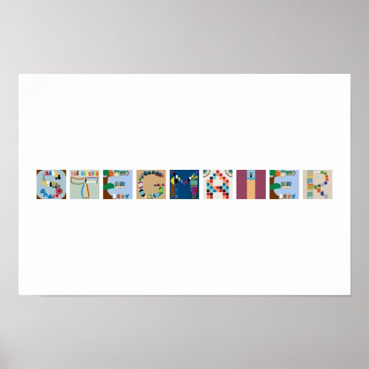 9-Buchstaben Name Board Game Alphabet Poster (Vorne)