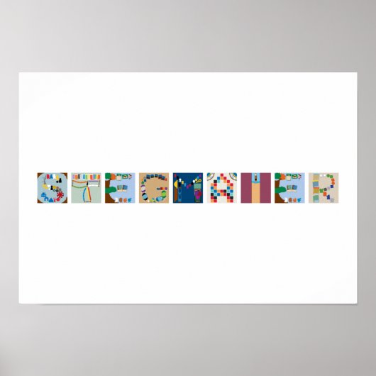 9-Buchstaben Name Board Game Alphabet Poster (Vorne)