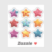 9 Candy Stars Sticker Set (Blatt)