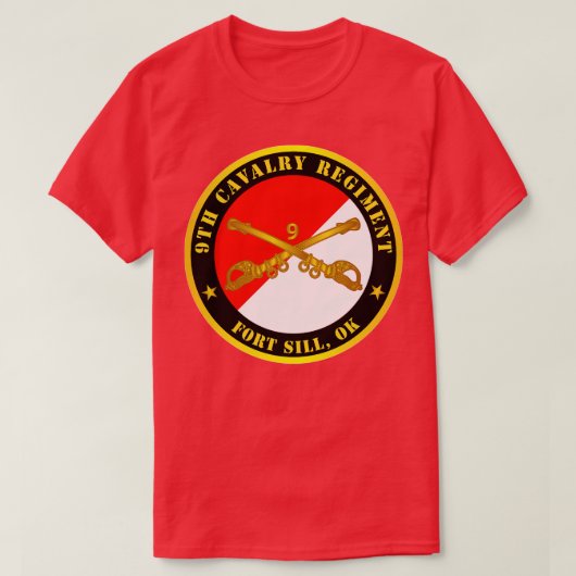 9. Cavalry Regiment Fort Sill OK w Cav Zweignieder T-Shirt (Design vorne)