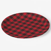 9" Checkered Round Paper Plate  Pappteller (Schrägansicht)