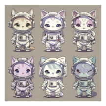 9 Chibi-Astronauten-Kätzchen Weltraum-Crew