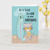9 Cousin Geburtstag Strand Funny Cool Raccoon Karte (Gelbe Blume)
