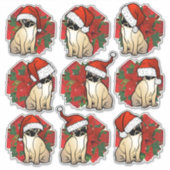 9 Crush Proof Santa Mops Geschenkgutscheine Wrap B Aufkleber (Vorderseite)