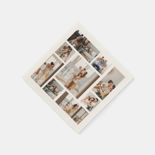 9 Custom Foto Collage Holzwall Art Serviette (Ecke)