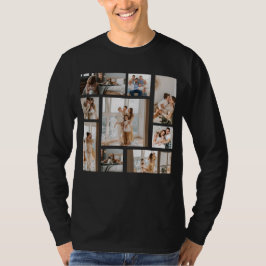 9 Custom Long Sleeve Foto Collage T - Shirt